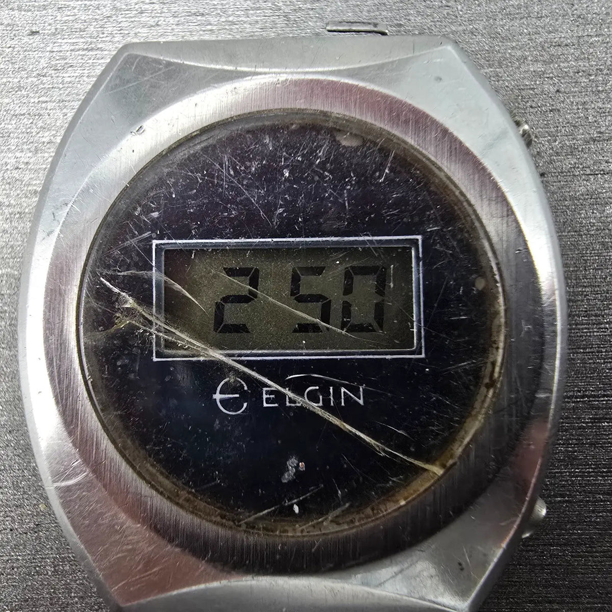 Elgin LCD Watch Men 32mm Blue Dial Stainless Steel Vintage Quartz Digital PARTS2