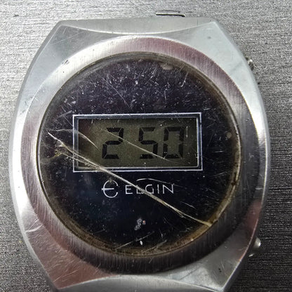Elgin LCD Watch Men 32mm Blue Dial Stainless Steel Vintage Quartz Digital PARTS2