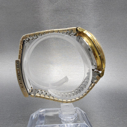 VTG Seiko 5 Watch Men 36mm Black Dial Gold Tone Daydate Round 61196000 Runs8