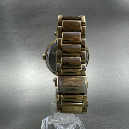 Michael Kors Watch Women 39mm MOP Dial Gold Tone Date Round MK-5071 New Batt7
