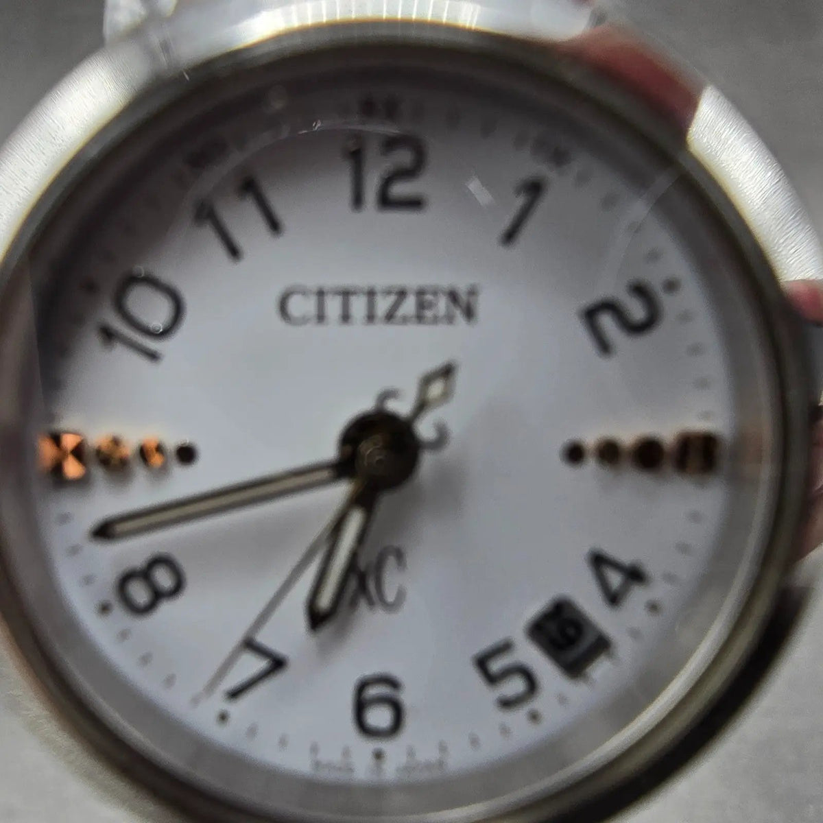 Citizen Xc Watch Women 25mm Rose White Dial Silver Atomic Date Round PARTSJP2