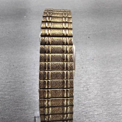 Seiko Watch Men 27mm Gold Dial Gold Tone Rectangle 6531-5100 New Battery Vintage7