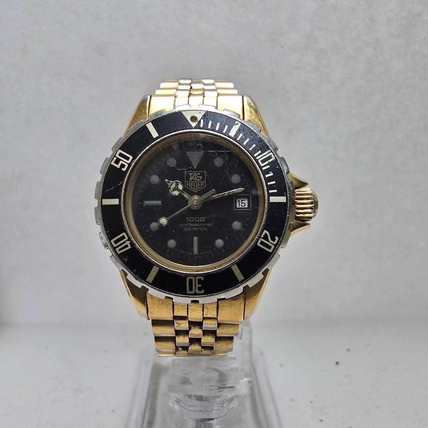 Tag Heuer Professional 1000 Dive Watch Women 28mm Black Dial Gold Date New Batt0