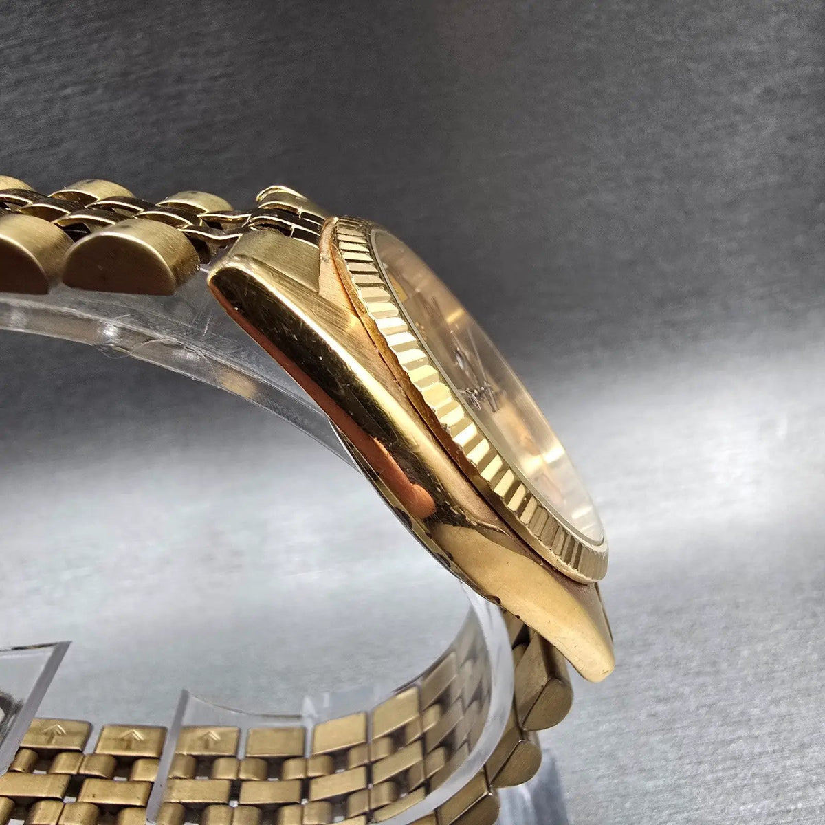 Seiko President Watch Men 35mm Gold Dial Gold  Daydate 7N43-8111 New Battery JP23
