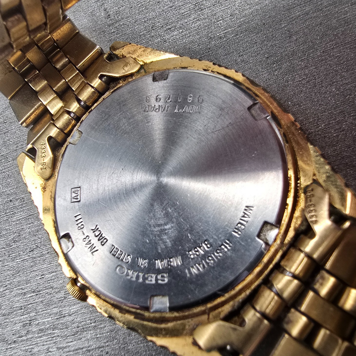 Seiko President Watch Men 36mm Gold Dial Gold Tone Daydate 7N43-8111 New Battery10
