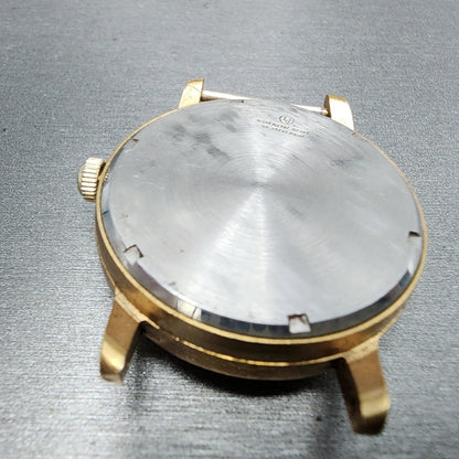 Helbros Watch Men 34mm White Dial Gold Tone Daydate Round Manual Wind Runs READ!7