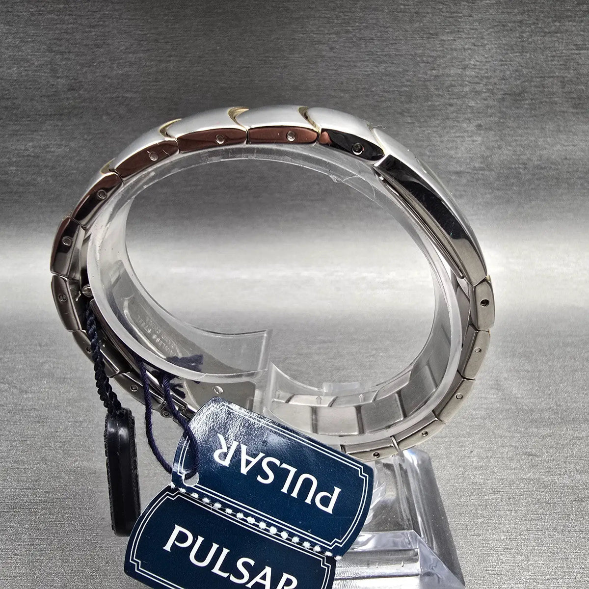 Seiko Pulsar Watch Women 18mm White Dial Two Tone Rectangle VC10-X037 New Batt8
