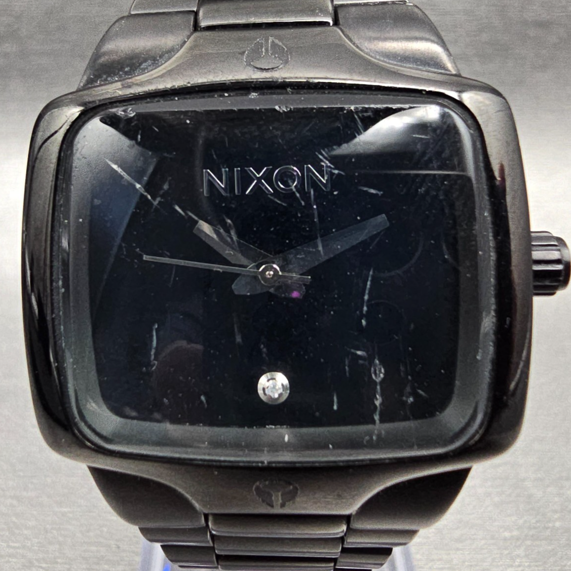 Nixon The Small Player Watch Women 33mm Black Dial Black Tone Rectangle New Batt1