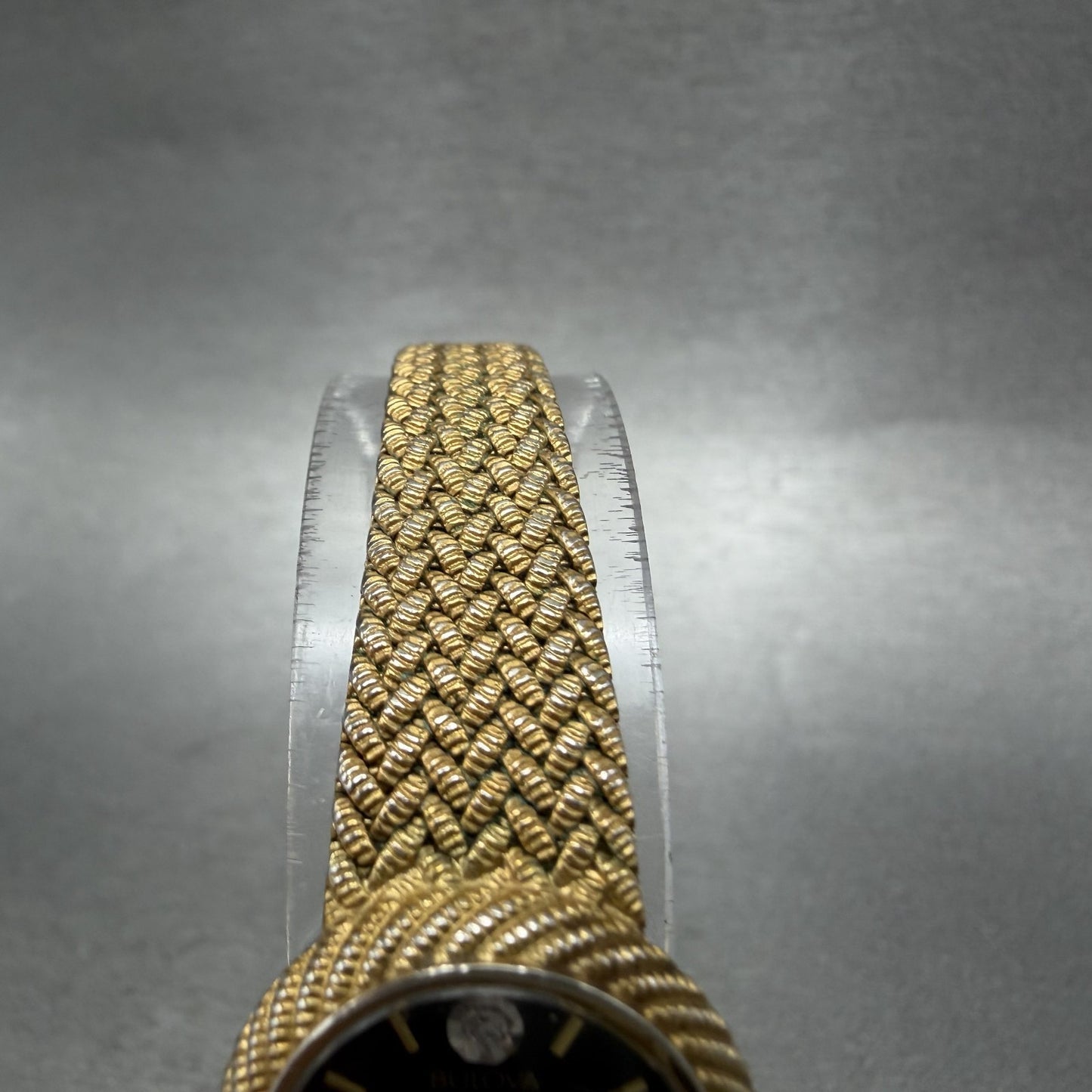 Bulova Watch Women 19mm Black Dial Gold Tone Round Mesh Band P7 New Battery VTG4