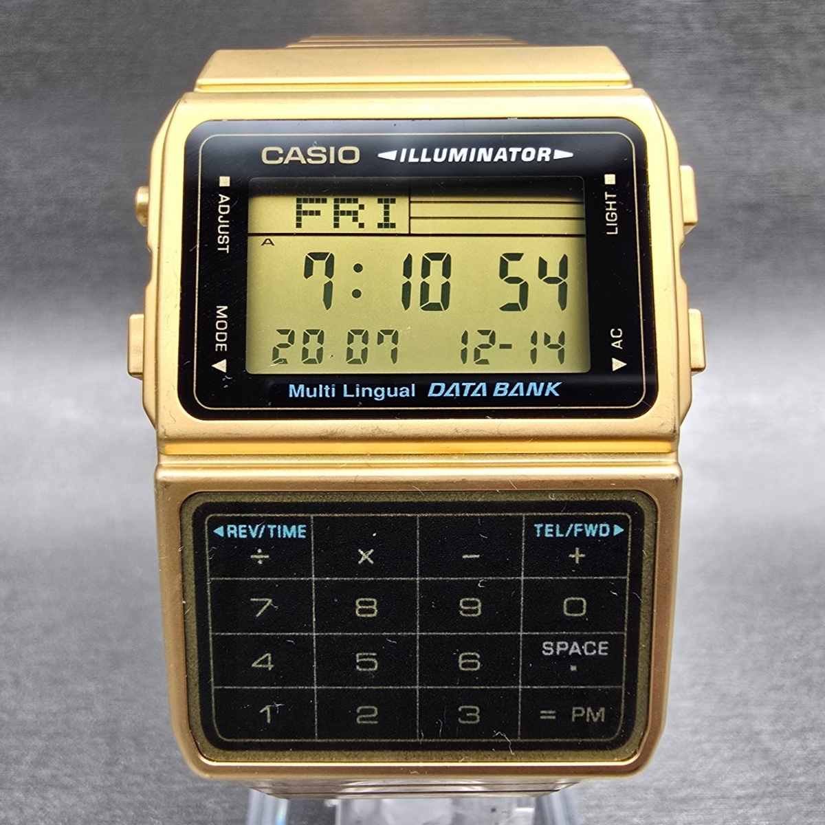 Casio DCB-611G Calculator Watch Men 33mm Gold Tone Chrono Alarm New Battery1