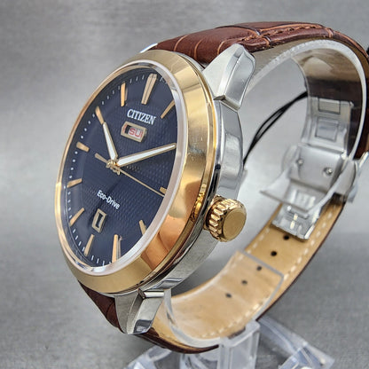 Citizen Eco-Drive Watch Men 40mm Blue Dial Two Tone Daydate Round AW0096-06L