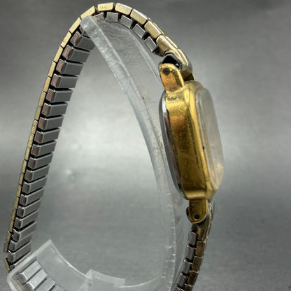 Seiko Tank Watch Women 17mm Silver Dial Gold Tone 1400-6569 New Battery Vintage3
