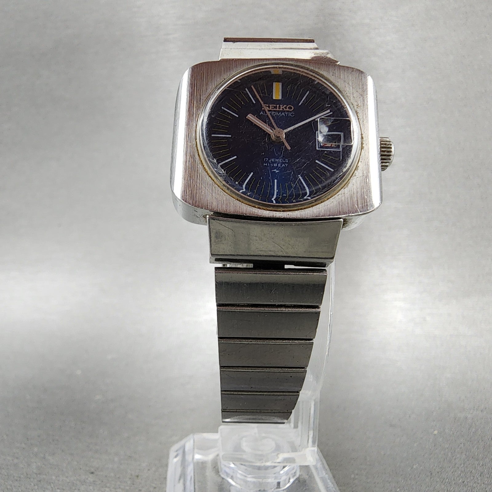 Seiko Automatic Watch Women 27mm Blue Dial Silver Tone Date 22050401 PARTS6
