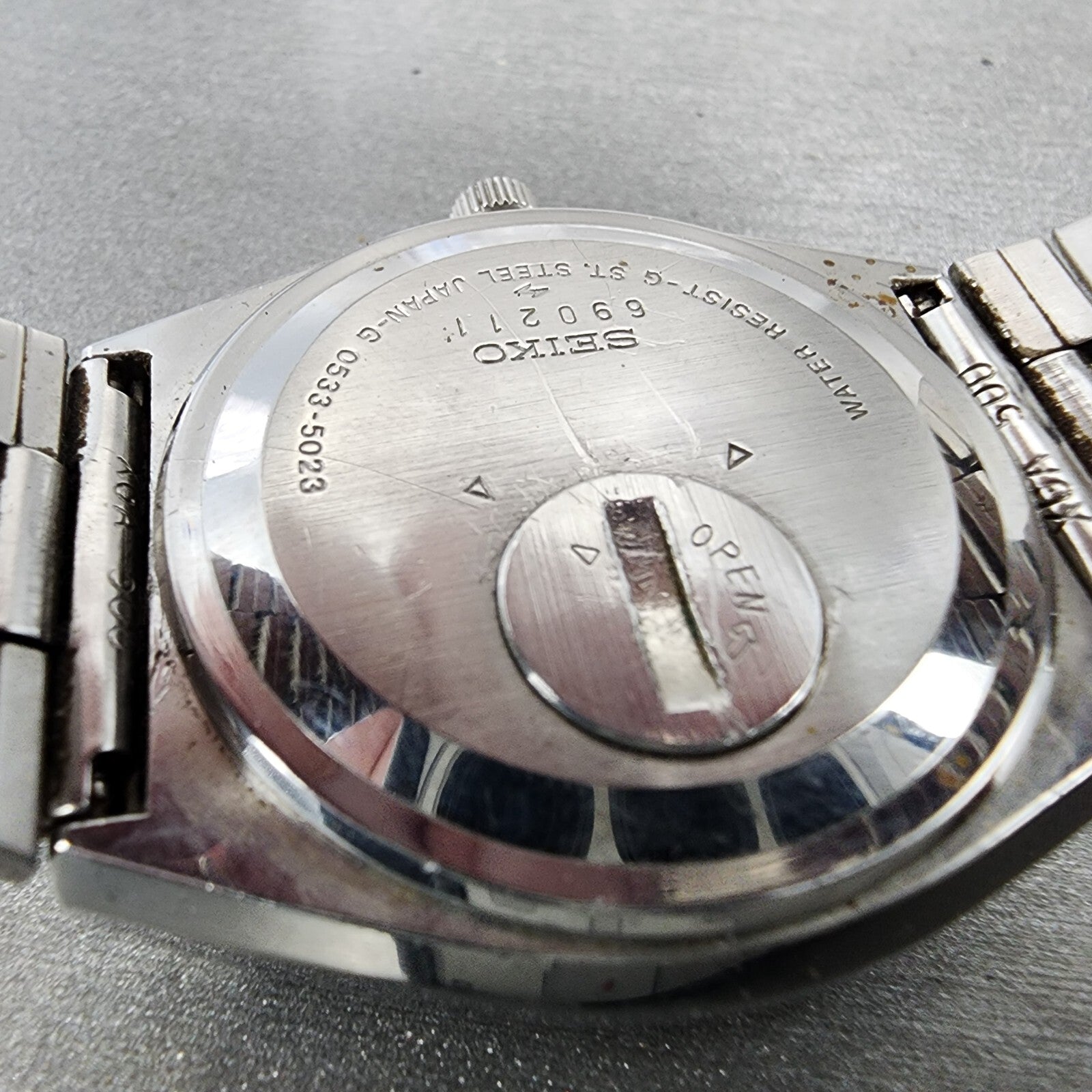 VTG Seiko Digital Watch Men 36mm Digital Steel 05335023 Rectangle PARTS10