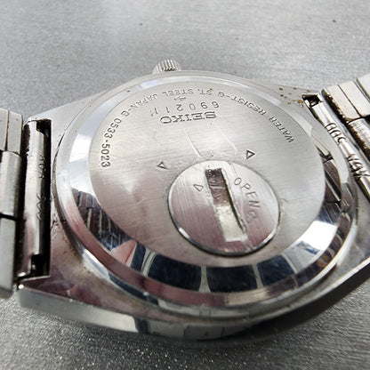 VTG Seiko Digital Watch Men 36mm Digital Steel 05335023 Rectangle PARTS10