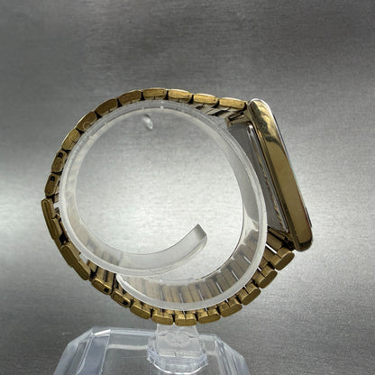 Citizen CQ Tank Watch Men 25mm Black Dial Gold Tone 6020-G08334 New Battery VTG8