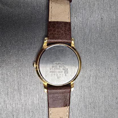 Seiko Watch Women 25mm Black Dial Gold Tone Round 4N00-0431 New Battery Vintage10