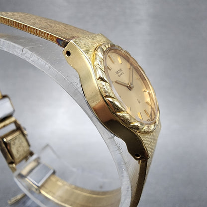 Seiko Watch Women 19mm Gold Dial Gold Tone Round 14000110 New Battery VTG3