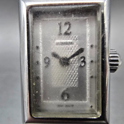 Coach Tank Watch Women 17mm Silver Dial Silver Tone Rectangle 0820 New Battery1