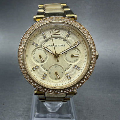 Michael Kors Mini Parker Watch Women 33mm Champange Dial Gold MK-5842 New batt0