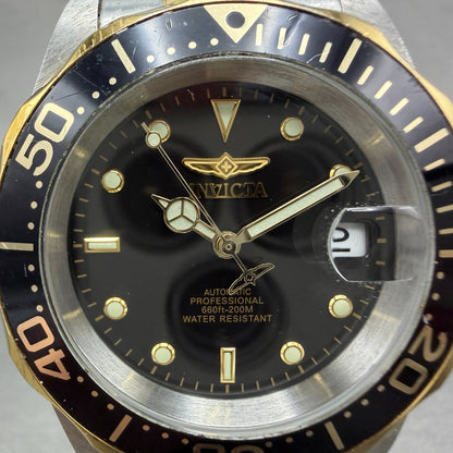 Invicta Pro Diver Watch Men 40mm Black Dial Two Tone Date 8927 Automatic Runs1