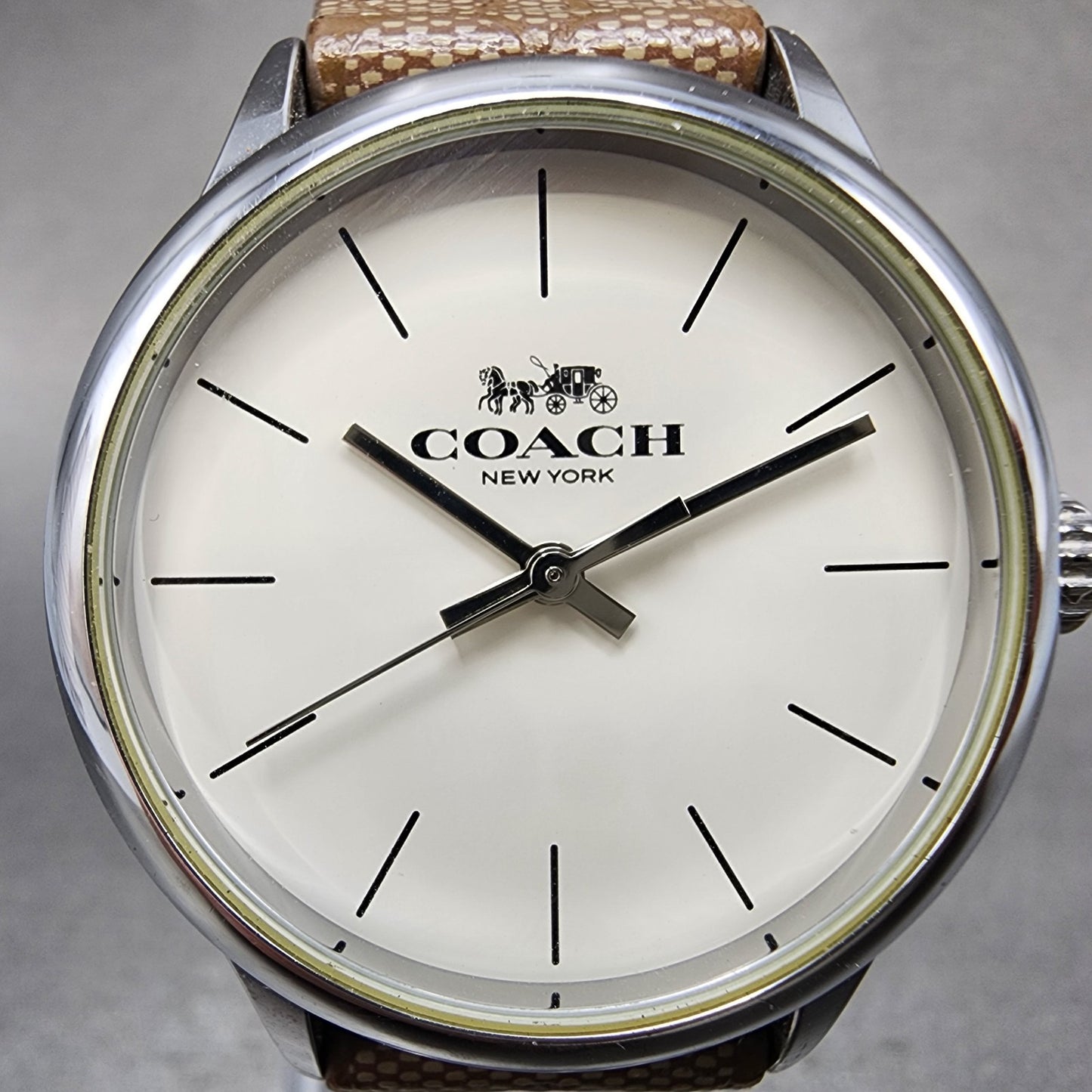 Coach Ruby Watch Women 32mm White Dial Silver Tone Round 14502994 New Batt1