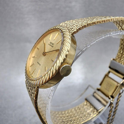 Seiko Lassale Watch Women 22mm Champagne Dial Gold Tone 14000479 New Battery2