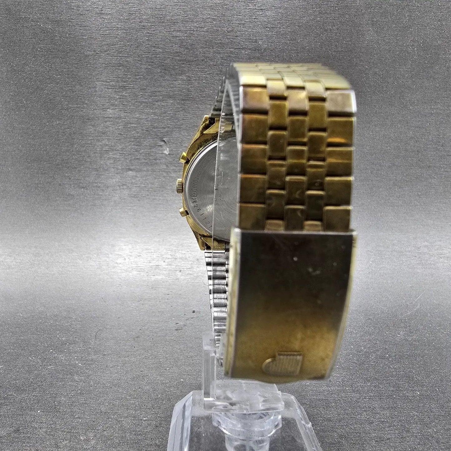 Seiko Pulsar Watch Men 33mm Champagne Dial Gold Tone Analog Digital New Battery7