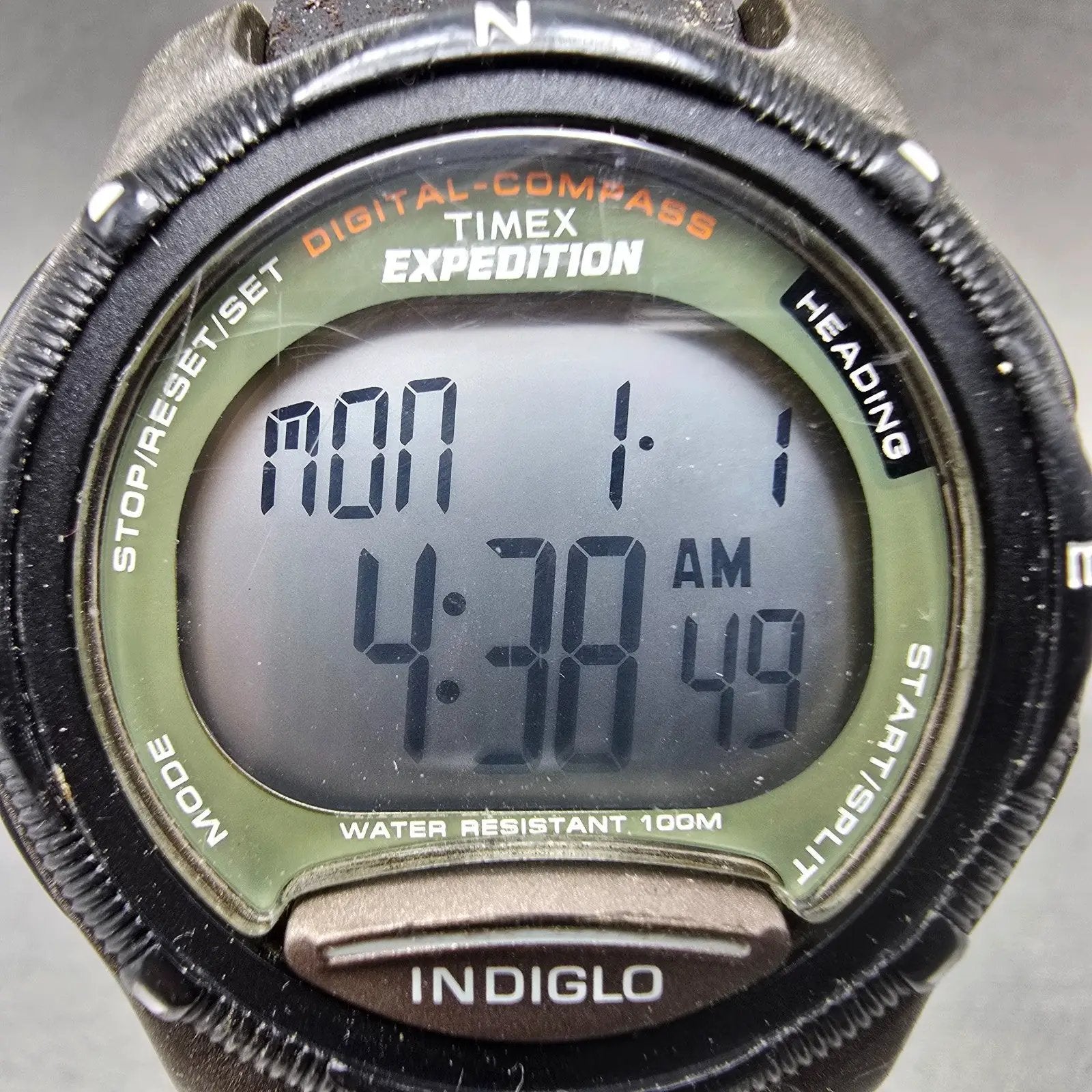 Timex Expedition Watch Men 43mm Brown Green Alarm Chronograph Compass New Batt1