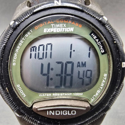 Timex Expedition Watch Men 43mm Brown Green Alarm Chronograph Compass New Batt1