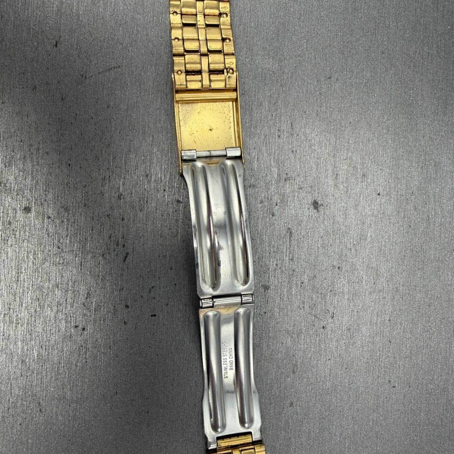 Seiko Bracelet 21mm Stainless Steel Gold Tone Tri Folding Clasp Vintage Japan G814