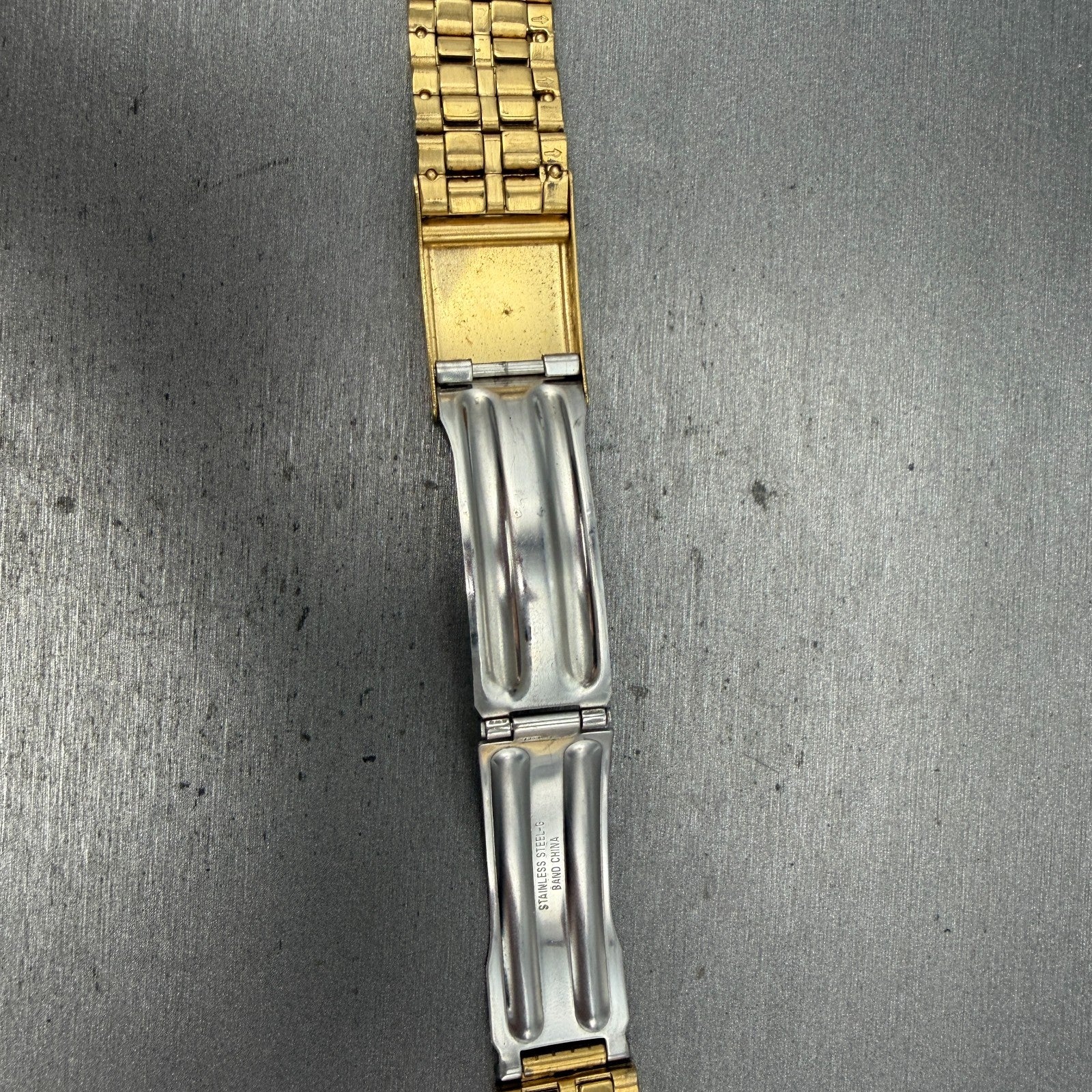 Seiko Bracelet 21mm Stainless Steel Gold Tone Tri Folding Clasp Vintage Japan G814