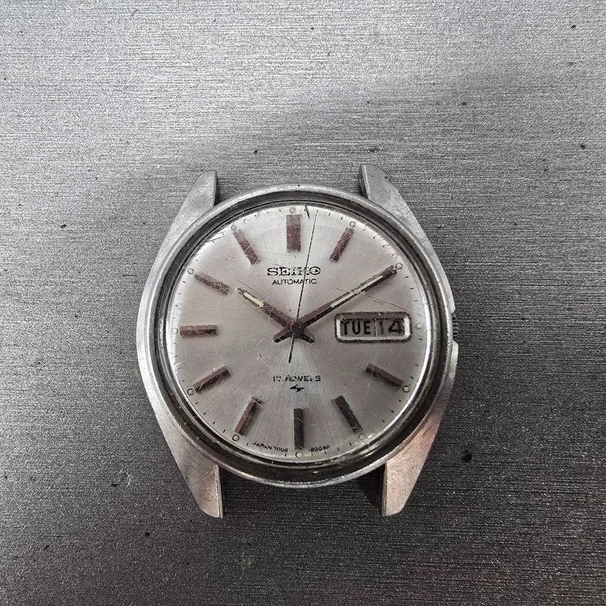 Seiko Automatic Watch Men 37mm Silver Dial Steel Daydate 7006-8007 Round READ!!!0