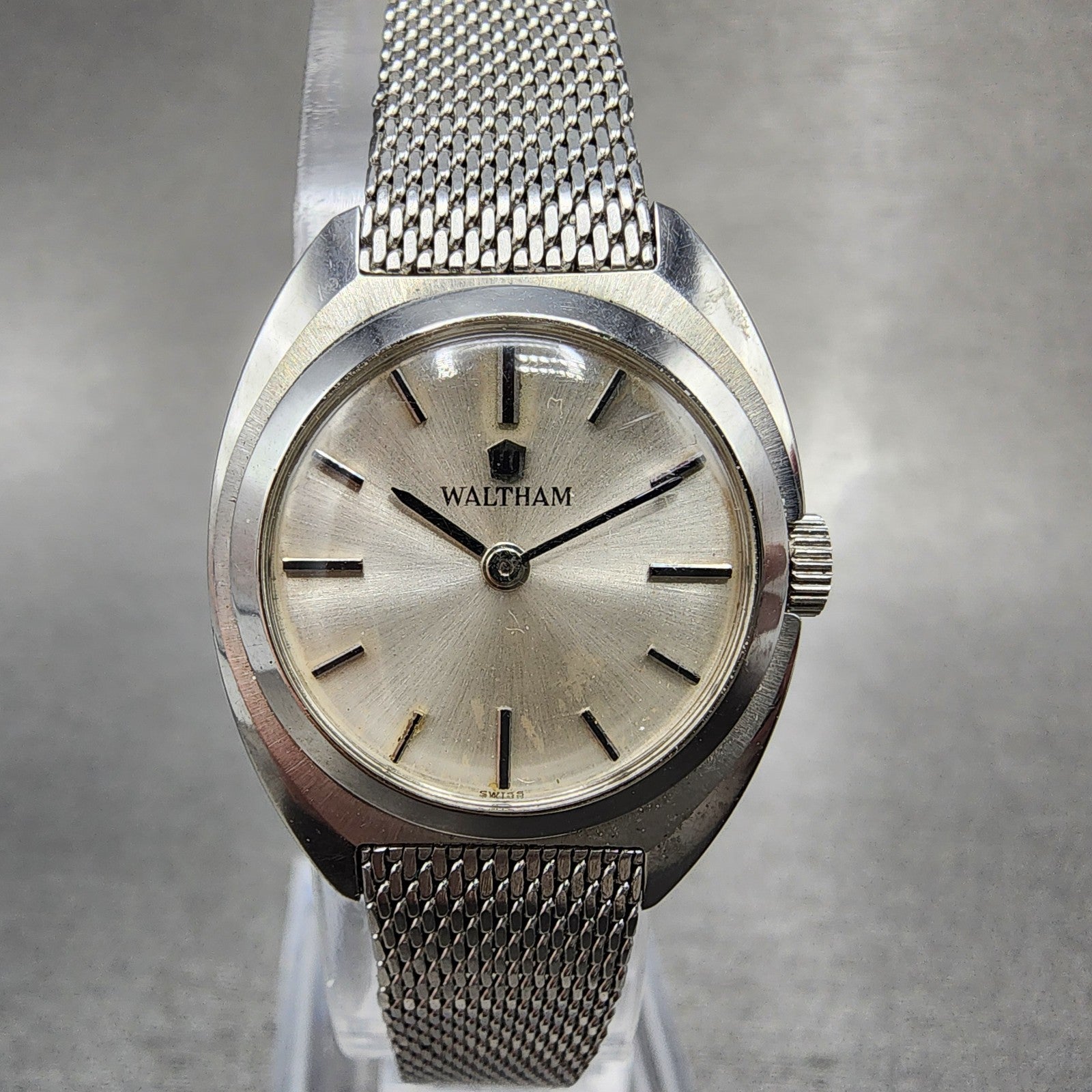 Waltham Watch Women 22mm Silver Dial Steel Manual Wind Mesh Band READ!!!!!!! VTG0
