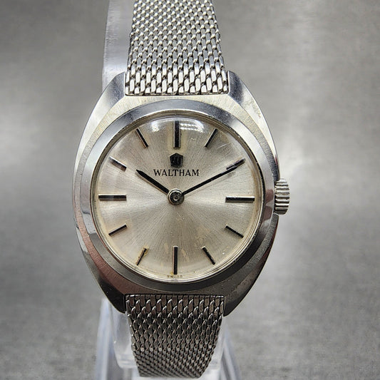Waltham Watch Women 22mm Silver Dial Steel Manual Wind Mesh Band READ!!!!!!! VTG0