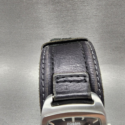Fossil Watch Men 38mm Gray Dial Silver Tone Date Rectangle JR1054 New Battery4