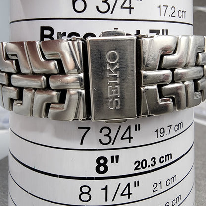 Seiko Watch Men 36mm Black Dial Silver Tone Date Round 7n42-0am0 New Battery