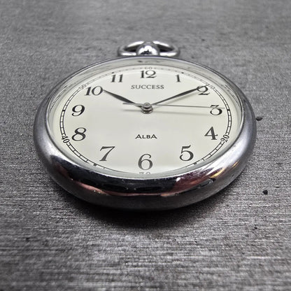 Seiko Alba Success Pocket Watch Men 36mm White Dial Silver Tone V701-0A30 NewBat4