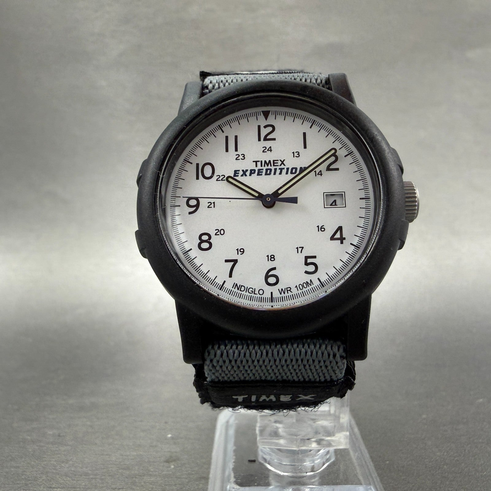 Timex Expedition Camper Watch Men 38mm White Dial Black Tone Date T49713 New Bat5