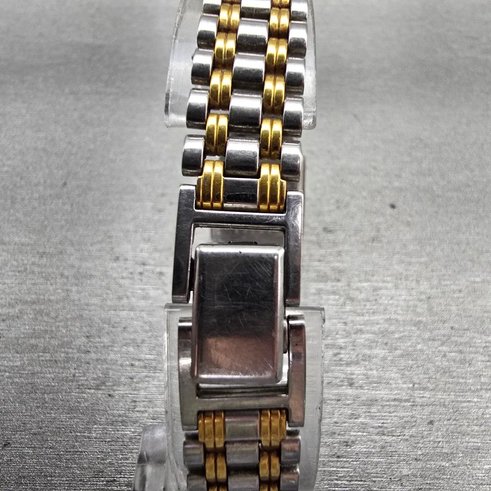 Seiko Watch Women 17mm White Dial Two Tone Rectangle V401-5129 New Battery VTG7
