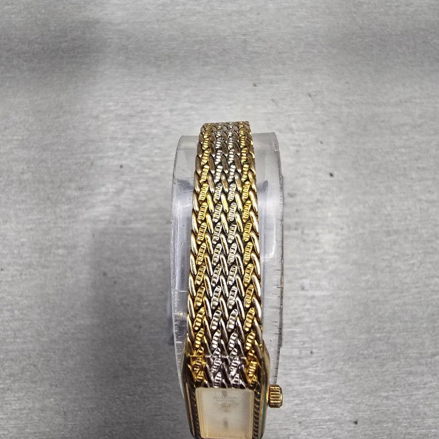 Bulova Watch Women 12mm White Dial Two Tone Rectangle Vintage 90T00 New Battery4