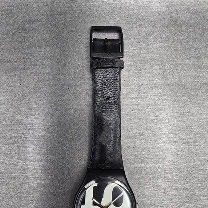 Swatch Enigmatic Love Watch Men 35mm White Dial Black Case Round GB218 New Batt2