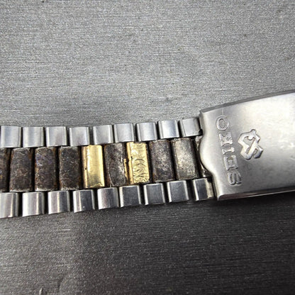 Seiko SQ Bracelet 20mm Stainless Steel Two Tone Tri Folding Clasp Vintage Z27812