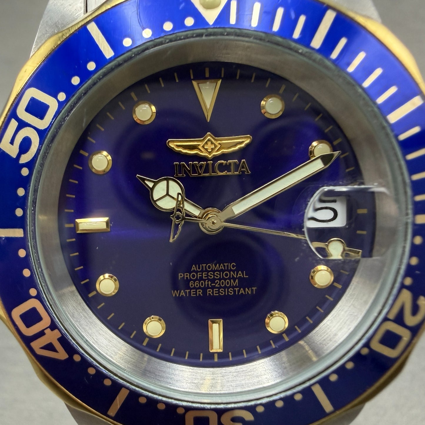 Invicta Pro Diver Watch Men 40mm Blue Dial Two Tone Date Automatic 8928 Runs1