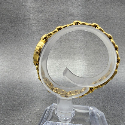 Bulova Heart Watch Women 18mm White Dial Gold Tone Round 97T41 New Battery6