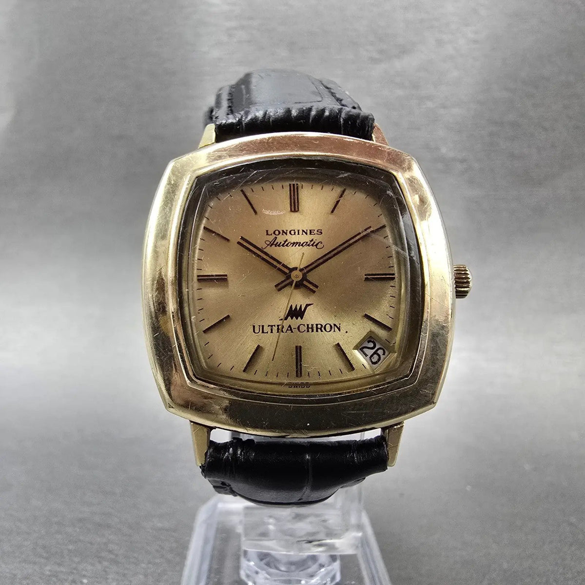 Longines Ultra Chron Watch Men 33mm Gold Dial Gold Filled Rectangle Automatic5