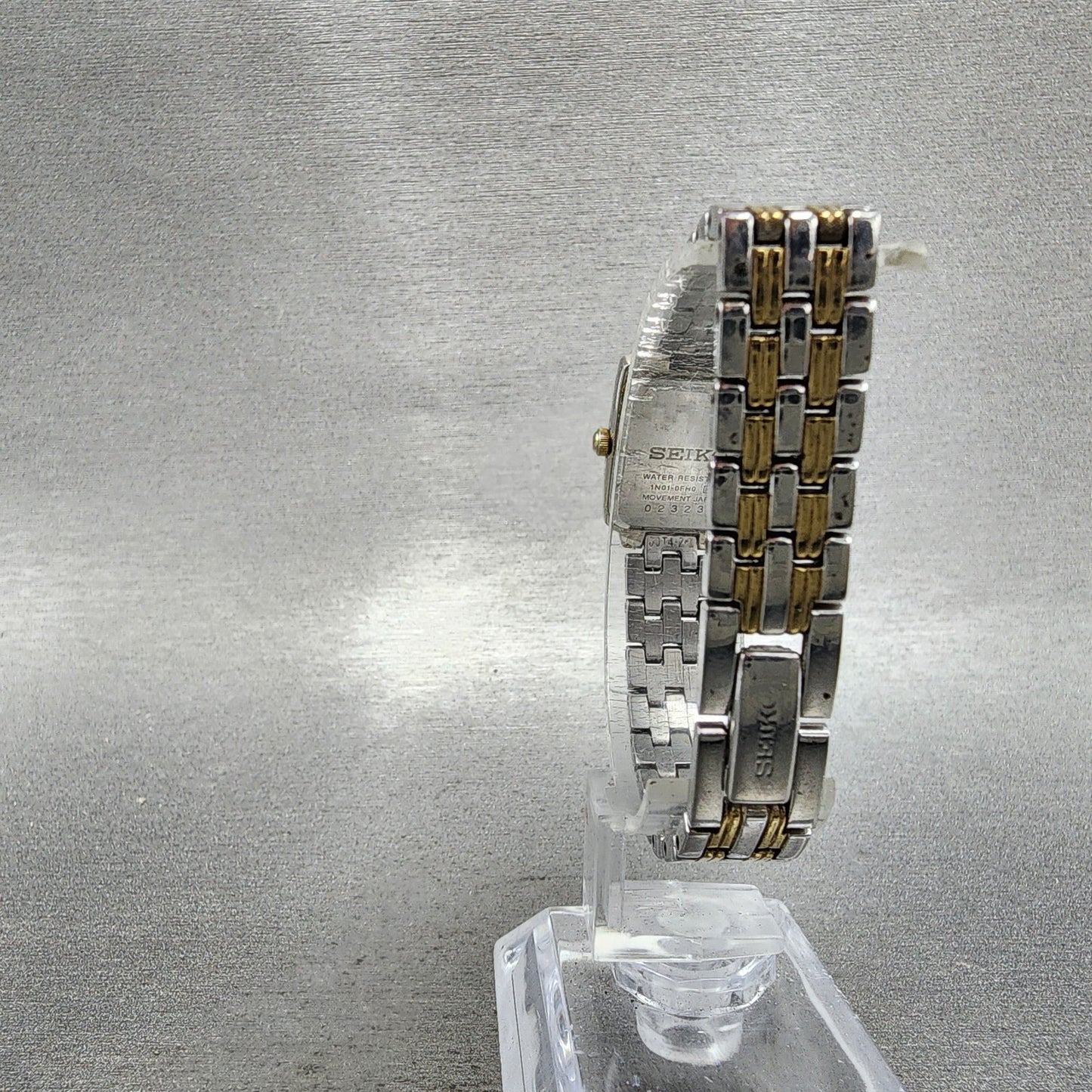 Seiko Tank Watch Women 16mm White Dial Two Tone Rectangle 1N010FH0 New Battery7