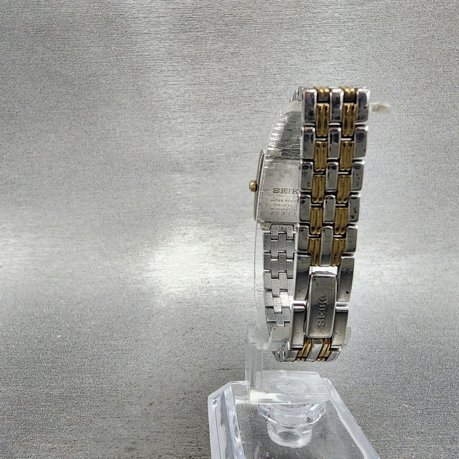 Seiko Tank Watch Women 16mm White Dial Two Tone Rectangle 1N010FH0 New Battery7