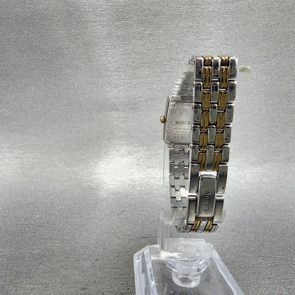 Seiko Tank Watch Women 16mm White Dial Two Tone Rectangle 1N010FH0 New Battery7