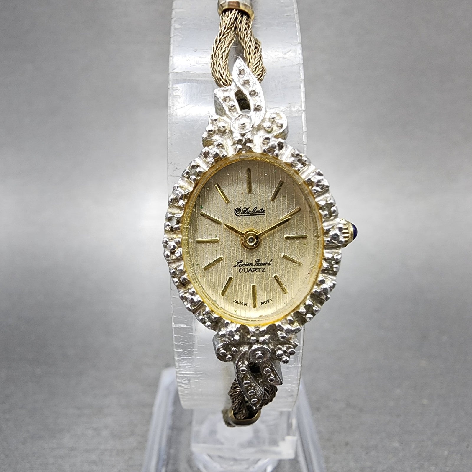 Lucien Piccard Dufonte Watch Women 16mm Champagne Dial Gold Tone Oval New Batt0